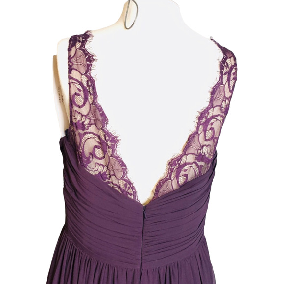 NWT Hayley Paige Women's Long Bridesmaid Gown Chiffon Dress Size 12 Purple - Picture 4 of 6